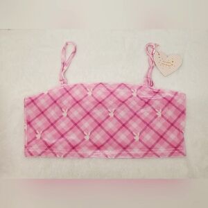 Nwt Playboy Pink Plaid Women's Crop Top